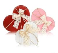 Lot de 3 décorations de bureau vintage en bois en forme de cœur avec design debout, pour créer un environnement romantique et nostalgique sur les bureaux