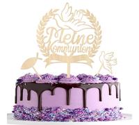 Lot de 3 décorations de gâteau en bois pour communion - Colombe de la paix - Décoration de gâteau pour communion religieuse - Thème de Jésus - Pour fête prénatale, fête d'anniversaire - Décoration de