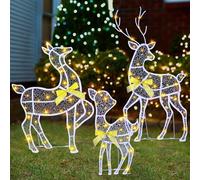 Lot de 3 décorations de Noël 2D de 96,5 cm avec 90 lumières LED, décoration de Noël lumineuse avec 90 lumières LED, famille de cerfs blancs, Venados de Navidad para Decoracion