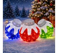 Lot de 3 décorations de Noël d'extérieur lumineuses et pop-up avec 240 lumières LED, 8 fonctions d'éclairage, décorations de Noël lumineuses et pliables pour cour, terrasse, maison