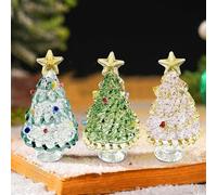 Lot de 3 décorations de Noël en cristal - En verre - Décoration de table - Mini arbres miniatures - Décoration de maison (B)