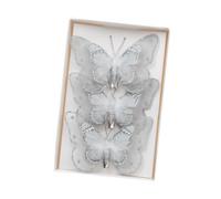 Lot de 3 décorations de Noël en forme de papillon Argenté 11,5 x 2 x 10 cm