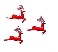 Lot de 3 décorations de Noël en forme d'élan pour décorations saisonnières sur les arbres et autour de la maison pour stimuler l'atmosphère de vacances et le look festif (rouge)