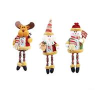 Lot de 3 décorations de Noël en peluche avec Père Noël, bonhomme de neige et renne conçues pour la stabilité avec fond lesté en sable