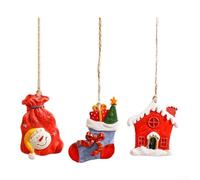 Lot de 3 décorations de Noël en résine avec bonhomme de neige et maison couverte de neige pour décoration saisonnière (combiné)