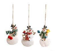 Lot de 3 décorations de Noël en résine avec pendentifs bonhomme de neige et maison couverte de neige pour arbre, couronnes et décoration de fête (combinaison deux)
