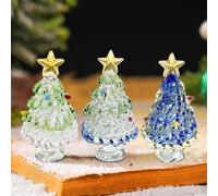 Lot de 3 décorations de Noël en verre - En cristal - Petite statue miniature - Décoration de table - Cadeaux de Noël (A)