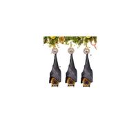 Lot de 3 décorations de Noël réalistes en forme de chauve-souris à l'envers pour arbre, pendentifs chauve-souris noires d'horreur, décoration de sapin de Noël, idée cadeau pour les amoureux de la