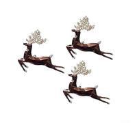 Lot de 3 décorations de Noël réutilisables en plastique Motif élans Marron