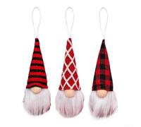 Lot de 3 décorations de Noël tricotées sans visage en feutre doux et tissu tricoté, décorations scandinaves pour arbre, cheminée, fenêtre, branche, 6 cm x (B)