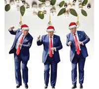 Lot de 3 décorations de Noël Trump 2024 - Décorations de Noël Trump dansantes en acrylique 2D - Décorations de sapin de Noël Trump - Cadeau de Noël Trump pour supporter (rouge)