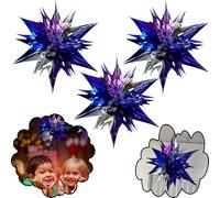 Lot de 3 décorations de Plafond de Noël, guirlandes de Noël en Aluminium, décorations murales festives à Suspendre pour l'intérieur, décor de Noël du Nouvel an (Starburst | Violet, argenté et Bleu)