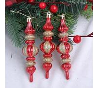 Lot de 3 décorations de sapin de Noël en forme de gourde pour décoration saisonnière à suspendre en plastique pour la maison et la vente au détail