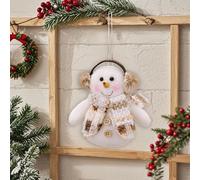 Lot de 3 décorations de sapin de Noël en peluche pour pendentifs, décoration d'arbre de neige, bonhomme de neige avec cordes festives, Père Noël, poupée d'élan à suspendre (élan)