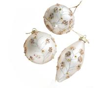 Lot de 3 décorations de sapin de Noël en verre peintes à la main de style rétro avec formes assorties pour décorations de vacances saisonnières (combinaison deux)