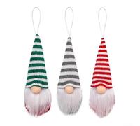 Lot de 3 décorations de sapin de Noël sans visage en tissu tricoté doux et feutre pour cheminée, branche, fenêtre à suspendre (C)