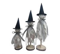 Lot de 3 décorations d'Halloween primitives sur support en bois pour centres de table, décoration de table pour fournitures de fête