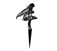 Lot de 3 décorations en fer pour décoration extérieure Motif silhouette de fée de jardin