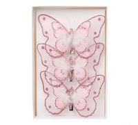 Lot de 3 décorations en forme de papillon à paillettes raffinées pour rehausser la configuration de votre arbre de vacances, rose B