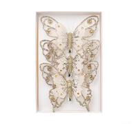 Lot de 3 décorations en forme de papillon creux à paillettes pour sapin de | Design creux étincelant, construction en polyéthylène, réutilisable pendant des années, s'adapte aux arbres et aux couronnes