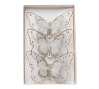 Lot de 3 décorations en forme de papillon creux à paillettes pour sapin de | Design creux étincelant, construction en polyéthylène, réutilisable pendant des années, s'adapte aux arbres et aux couronnes