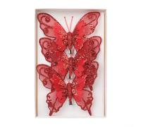 Lot de 3 décorations en forme de papillon creux à paillettes pour sapin de | Design creux étincelant, construction en polyéthylène, réutilisable pendant des années, s'adapte aux arbres et aux couronnes