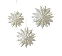 Lot de 3 décorations en papier blanc à suspendre en forme de flocon de neige 3D pour Noël, vacances, maison et espaces événementiels pour stimuler l'atmosphère saisonnière (flocon de neige, 3