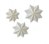 Lot de 3 décorations en papier blanc à suspendre en forme de flocon de neige 3D pour Noël, vacances, maison et espaces événementiels pour stimuler l'atmosphère saisonnière (flocon de neige, 3