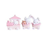 Lot de 3 décorations miniatures en forme de lapin rose pour le printemps, les vacances, Pâques, le train de Pâques, les figurines de lapin, les statues artisanales, les cupcakes