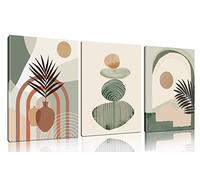 Lot de 3 décorations murales bohèmes sans cadre pour chambre à coucher - Toile verte - Art mural moderne minimaliste 20,3 x 30,5 cm