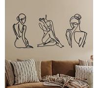 Lot de 3 Décorations murales en métal minimalistes, motif de femme abstrait, art mural moderne, dessin en une seule ligne, à suspendre pour chambre, cuisine, salle de bains, salon (modèle Retro)