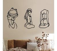 Lot de 3 décorations murales en métal minimalistes, motif de femme abstrait, art mural moderne, dessin en une seule ligne, à suspendre pour chambre à coucher, cuisine, salle de bain, salon (vivant)