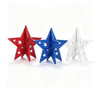 Lot de 3 décorations patriotiques en bois en forme d'étoile - Finition noire - Décoration de bureau pour événements d'appel des forces armées britanniques - 14 x 15 cm