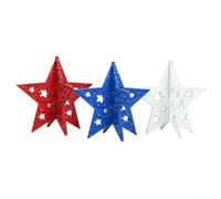 Lot de 3 décorations patriotiques en bois pour décoration de table du 4 juillet pour accentuer le jour commémoratif des étoiles classiques noires en forme de cinq pointes