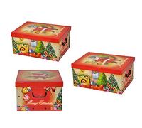 Lot de 3 dekokarton xXL, avec un superbe cadeau de noël père noël rouge intense "- volume xXL et couleurs !