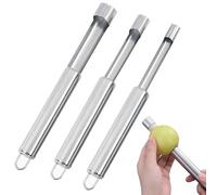 Lot de 3 dénoyauteurs de pommes professionnels en acier inoxydable avec œillet de suspension, enlève avec précision le carter des pommes et des poires, emporte-pièce pour pépins de pommes, dénoyauteur