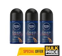 Lot de 3 déodorants roll-on 72H noir Nivea Deep Espresso pour hommes