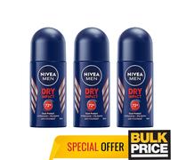 Lot de 3 déodorants roulants à impact sec pour hommes Nivea 72H protection pu...