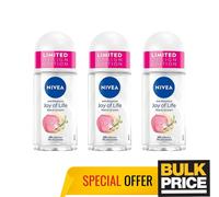 Lot de 3 déodorants roulants Nivea Joy Of Life 48H protection contre la sueur...