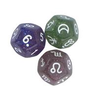 Lot de 3 dés astrologiques brillants colorés pour rituels mystiques ou précision RPGS Acrylique moulé