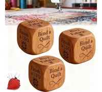 Lot de 3 dés de décision de couture en bois avec 6 tâches de matelassage gravées, dés amusants faits à la main pour couturiers et travaux manuels