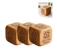 Lot de 3 dés de décision en bois faits à la main à 6 faces avec tâches de matelassage gravées, achetez du tissu, terminez un OVNI, reliez une courtepointe, organisez votre rangement, outil de couture