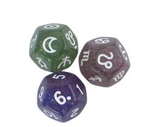 Lot de 3 dés de divination à paillettes à 12 faces pour les amateurs d'astrologie - Comprend un rouleau équilibré et des dés de particules pour l'astrologie