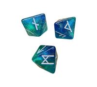 Lot de 3 dés de runes mystiques en acrylique 8 faces assorties polyédriques avec symboles et symboles mystiques double ton