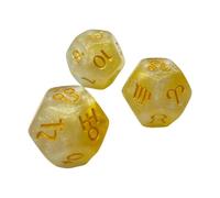 Lot de 3 dés d'horoscopes scintillants à 12 faces pour constellations, fortunes, contes et tables de jeu astrologique coloré