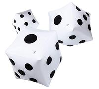 Lot de 3 dés géants gonflables géants de 30,5 cm - Idéal pour le ludo, les fêtes de piscine et les décorations de jeux de société (blanc, intérieur/extérieur)