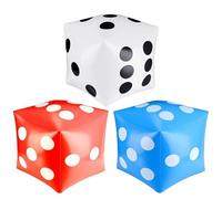 Lot de 3 dés géants gonflables - Jeu de dés Jumbo - Idéal pour les ludo, les fêtes au bord de la piscine et la décoration intérieure (blanc, bleu, rouge)