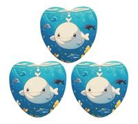 Lot de 3 désodorisants à suspendre en forme de baleine blanche de dessin animé, cartes parfumées durables pour voiture, maison, bureau, style blanc