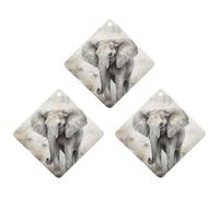 Lot de 3 désodorisants à suspendre pour voiture, animaux mignons, éléphants, tablettes d'aromathérapie, cartes parfumées à suspendre pour rétroviseur, armoire, armoire à chaussures, losange, gris