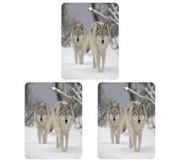 Lot de 3 désodorisants à suspendre pour voiture, deux loups marchant dans la neige, pour rétroviseur, aromathérapie, décoration d'intérieur, salle de bain, chambre à coucher, parfum lavande